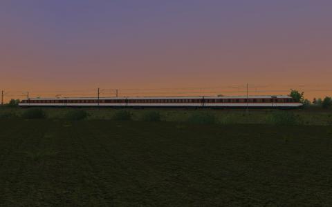 Screenshot BR403 IC auf Strecke am Abend